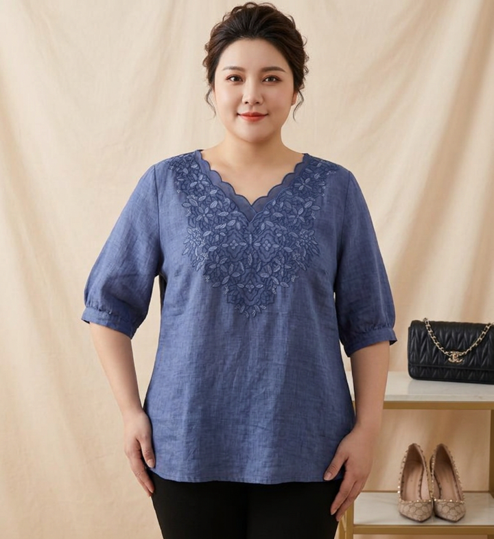 Ingrid - Brodert Uformell Stilig Tunika