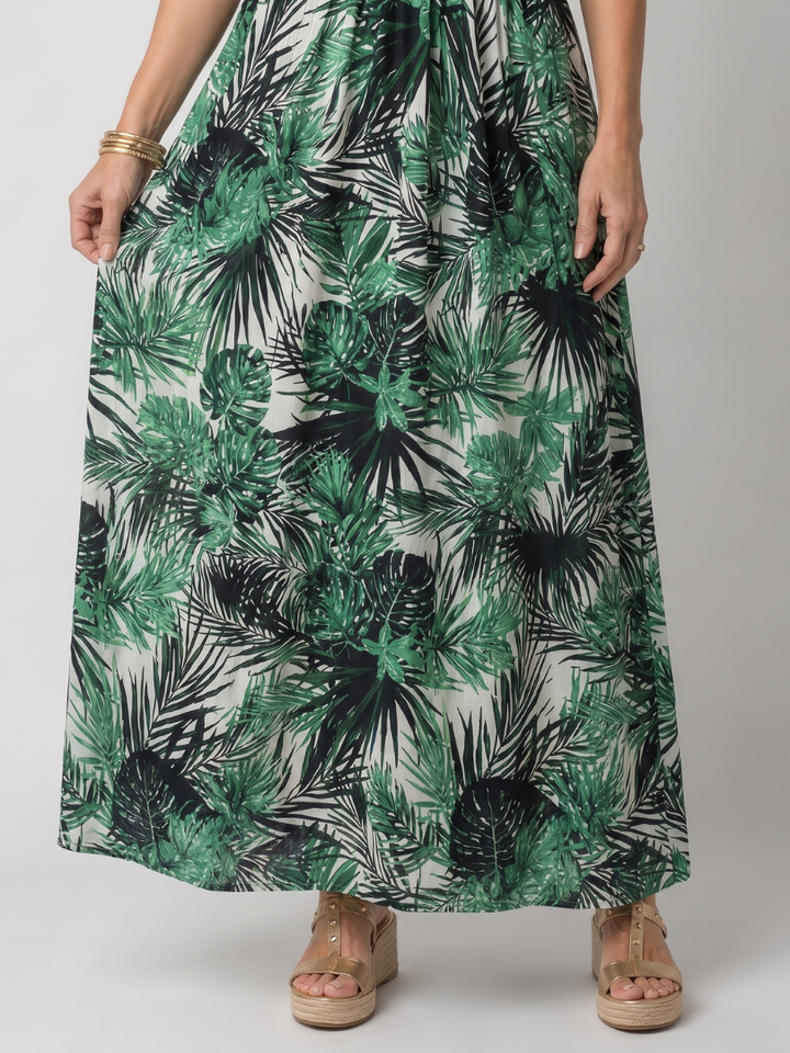 Odette | Ermeløs Blomsterprint Midi Kjole