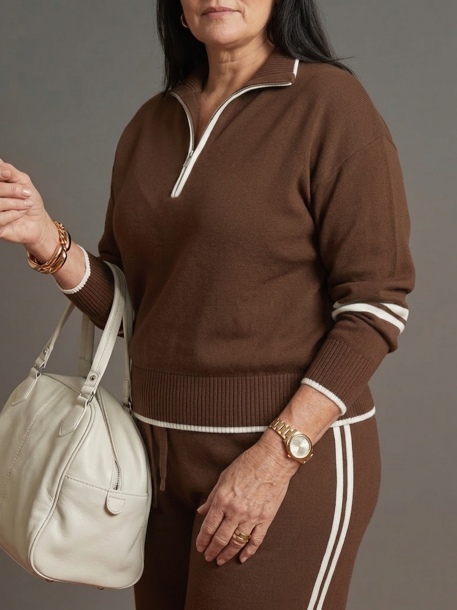 Greer | Zip Neck Langermet Side Stripe Bukse Sett