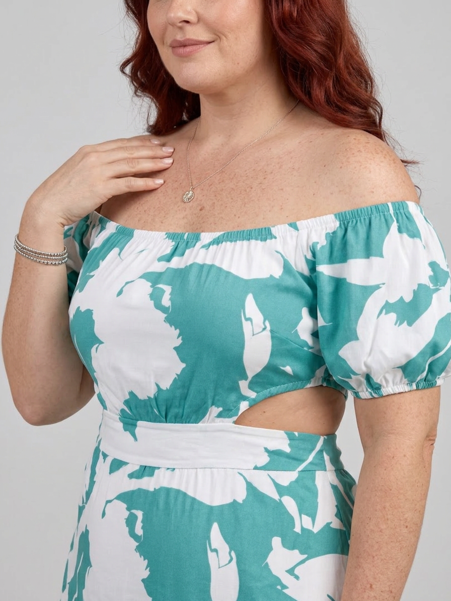 Cassia | Off Shoulder Cutout Midje Maxi Kjole