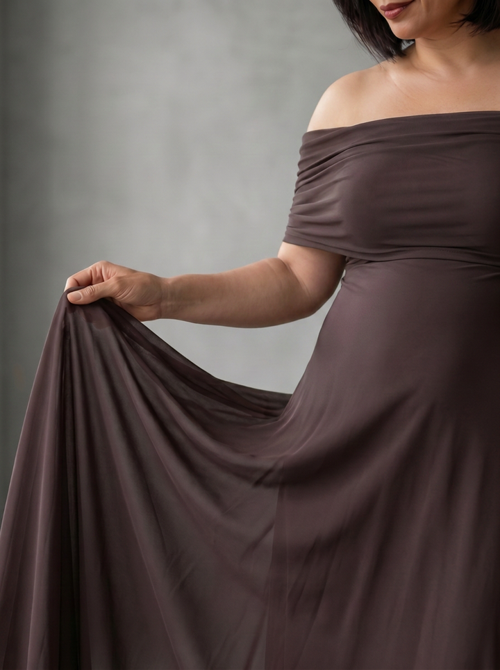 Astrid | Off Shoulder Draped Midi Dress