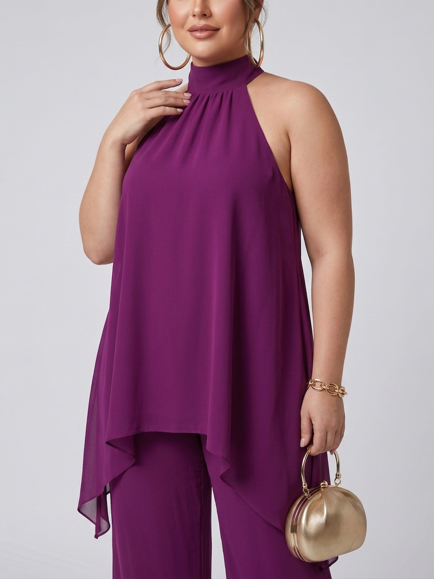 Fleur | Asymmetrisk Tunika Topp Bred Ben Bukse Sett