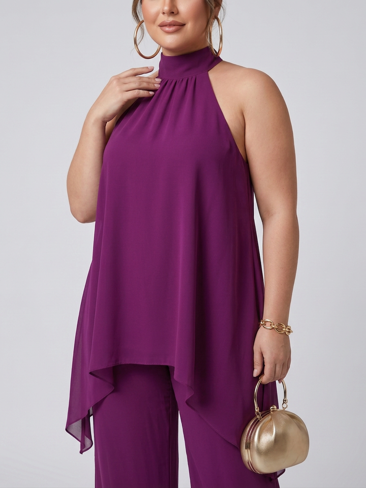 Fleur | Asymmetrisk Tunika Topp Bred Ben Bukse Sett