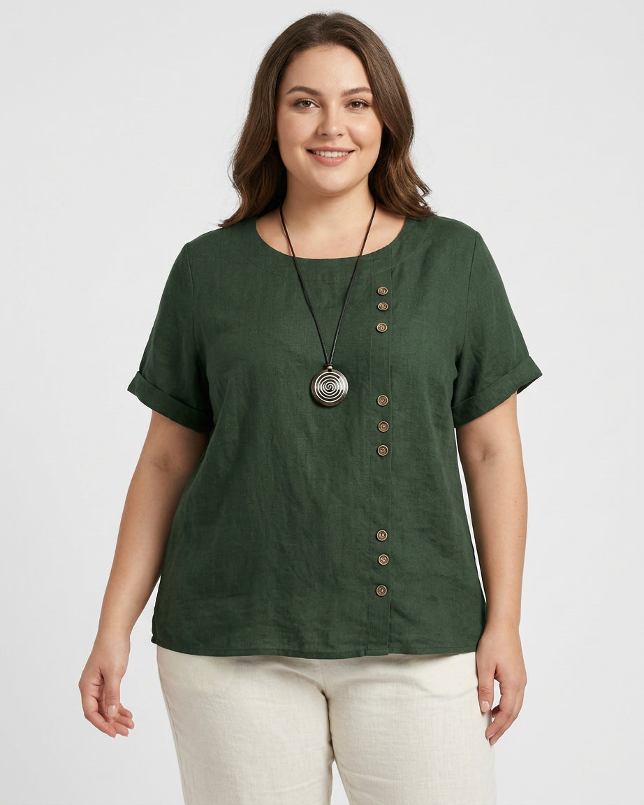 Sasha | Komfortabel Bluse med Korte Ermer