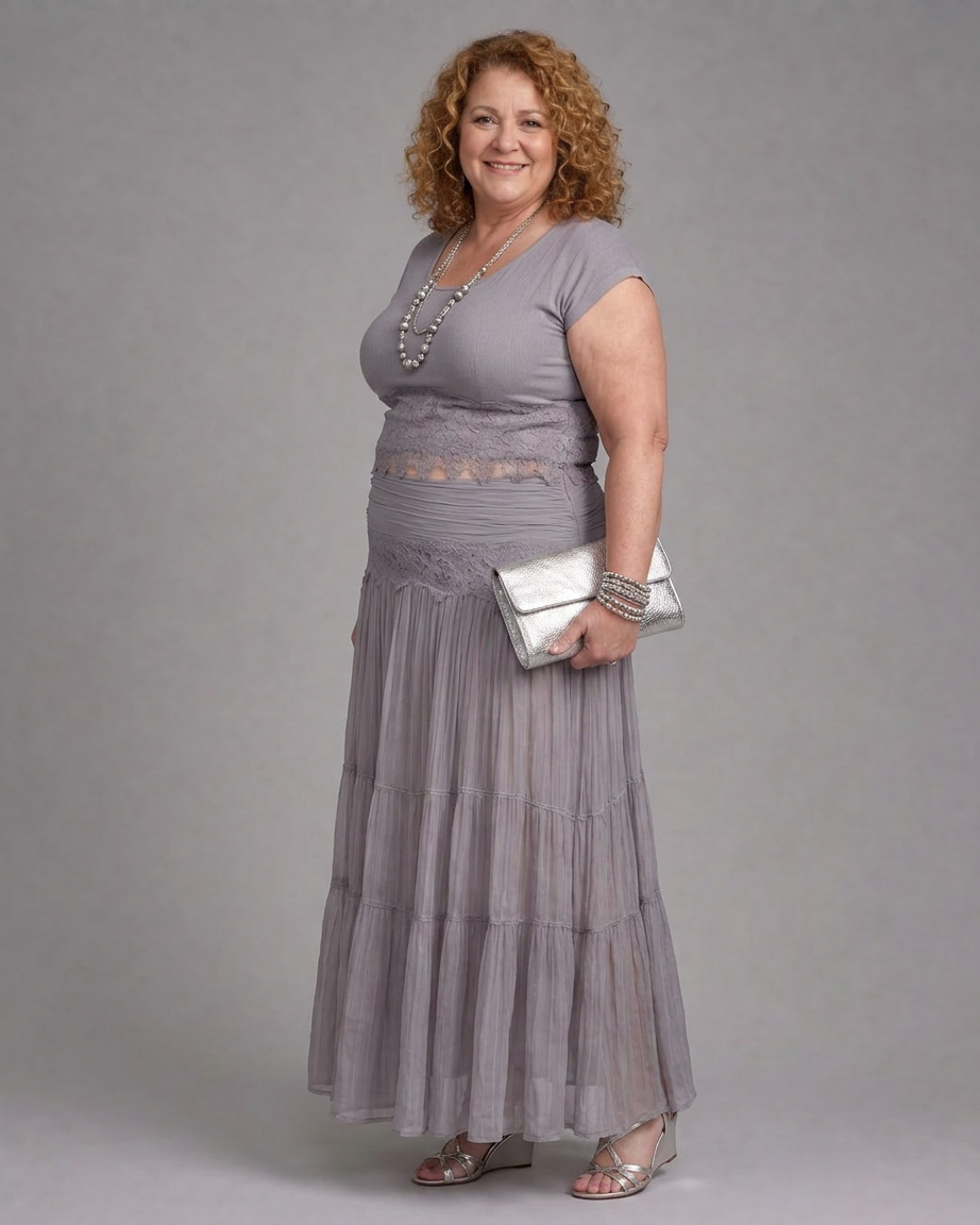 Magnolia | Drapert Crop Top og Plisserte Maxi Skjørt Sett