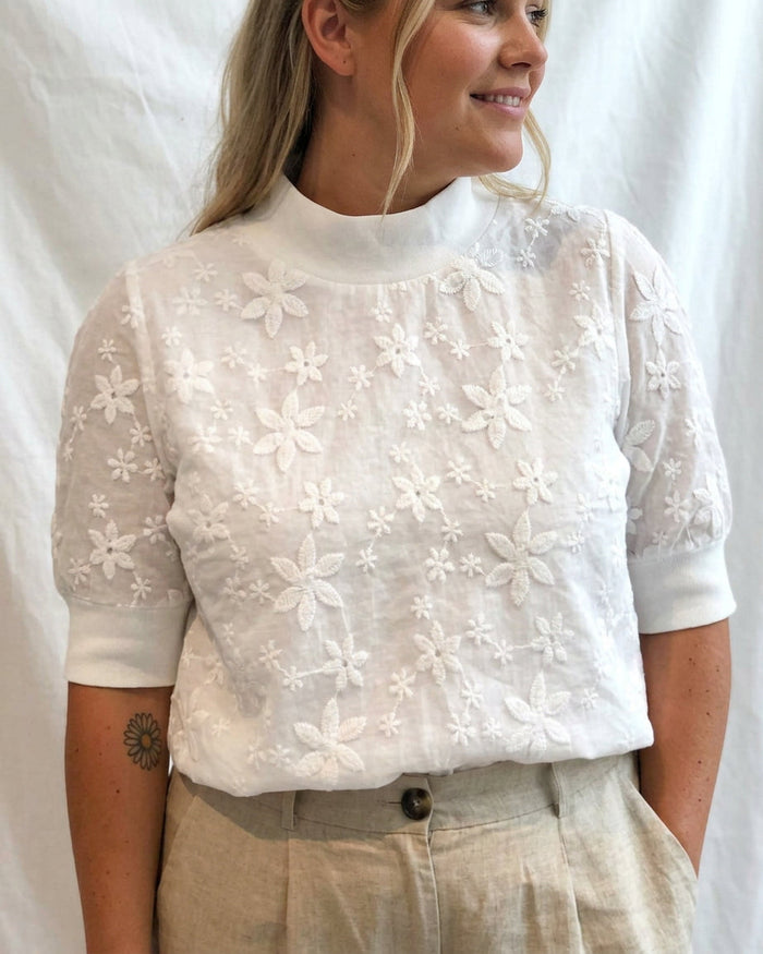 Birdie | Blomstrete Solid Stå-Krage