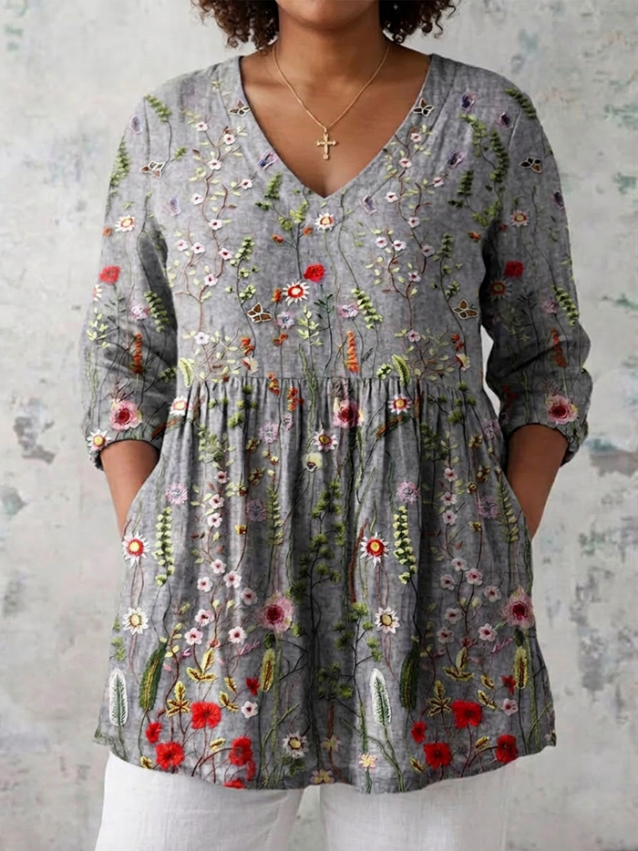 Maeve | Lang Bluse med V-Hals