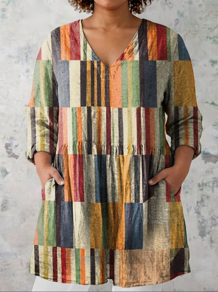 Lael | Lang Bluse med V-hals