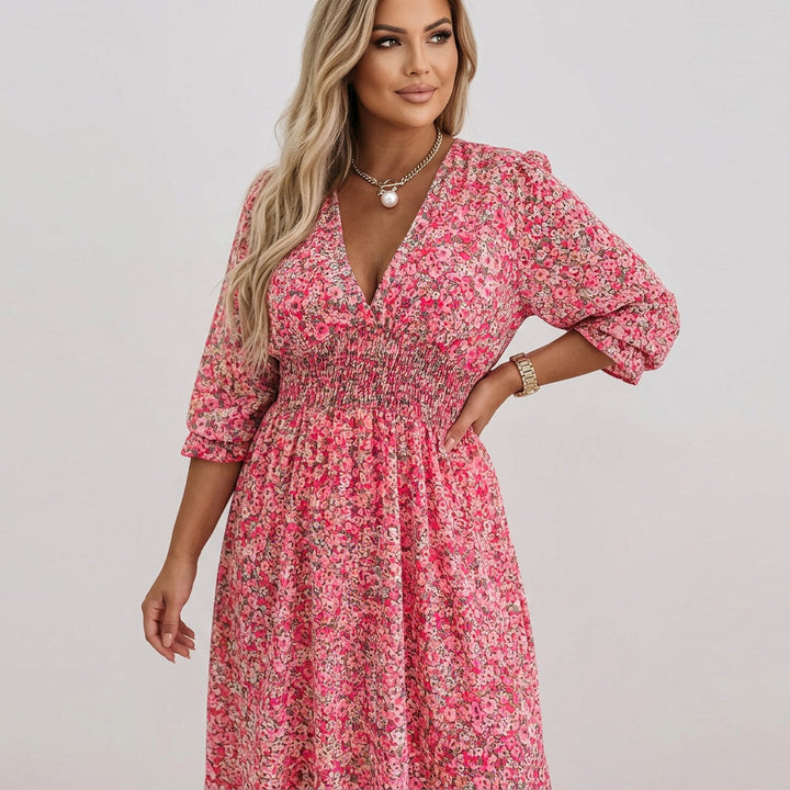Linnea | Blomstrete Puff Sleeve Kjole