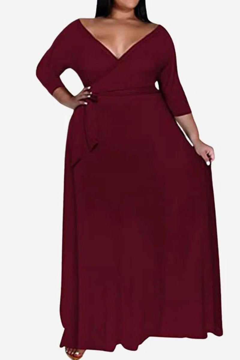 Arabella - Elegant Pluss Størrelse Belte Kjole