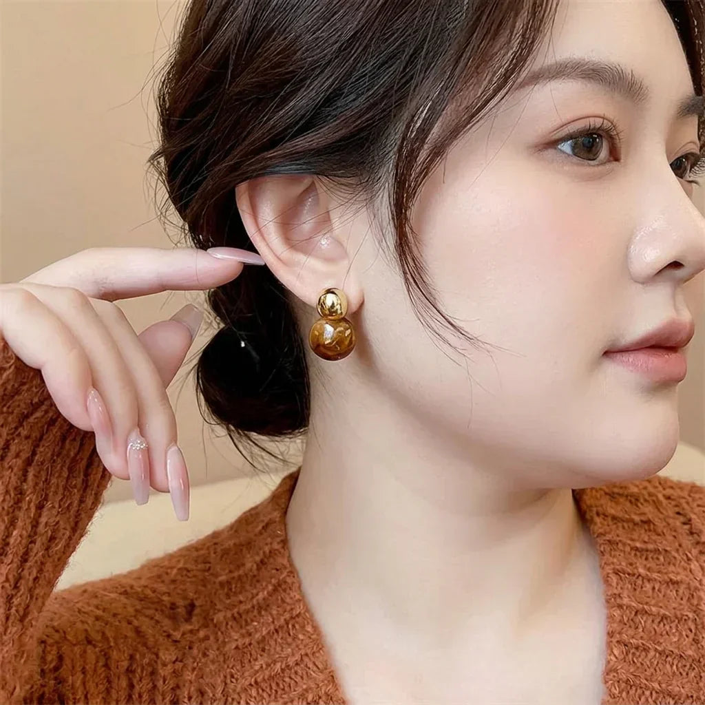 Lark Amber Drop Øredobber | Gull