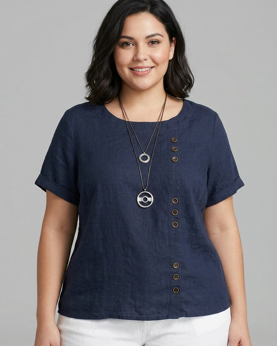 Sasha | Komfortabel Bluse med Korte Ermer