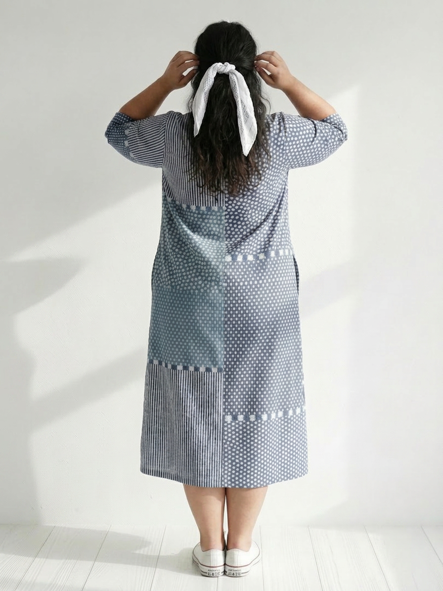 Theodora | Passform Patchwork Midi Kjole