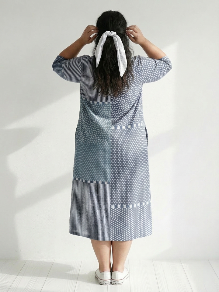Theodora | Passform Patchwork Midi Kjole