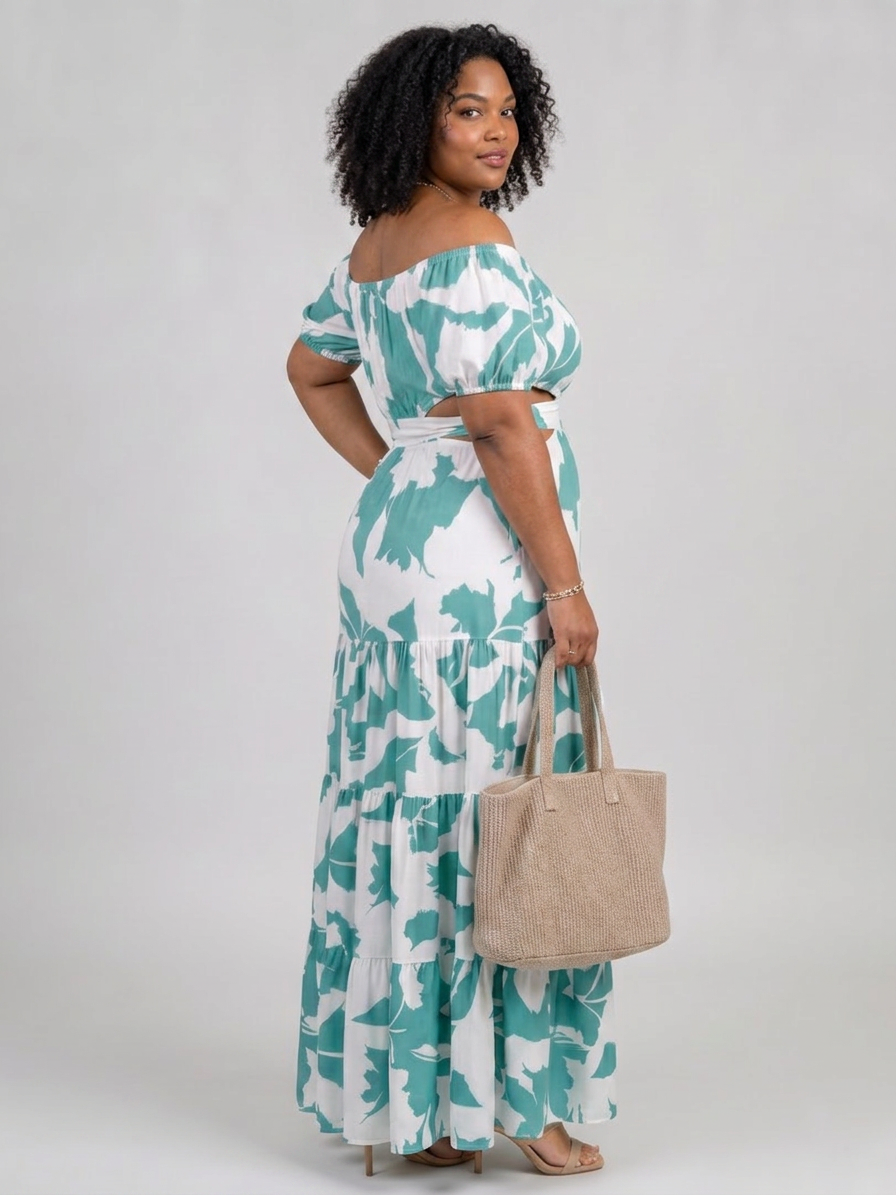 Cassia | Off Shoulder Cutout Midje Maxi Kjole