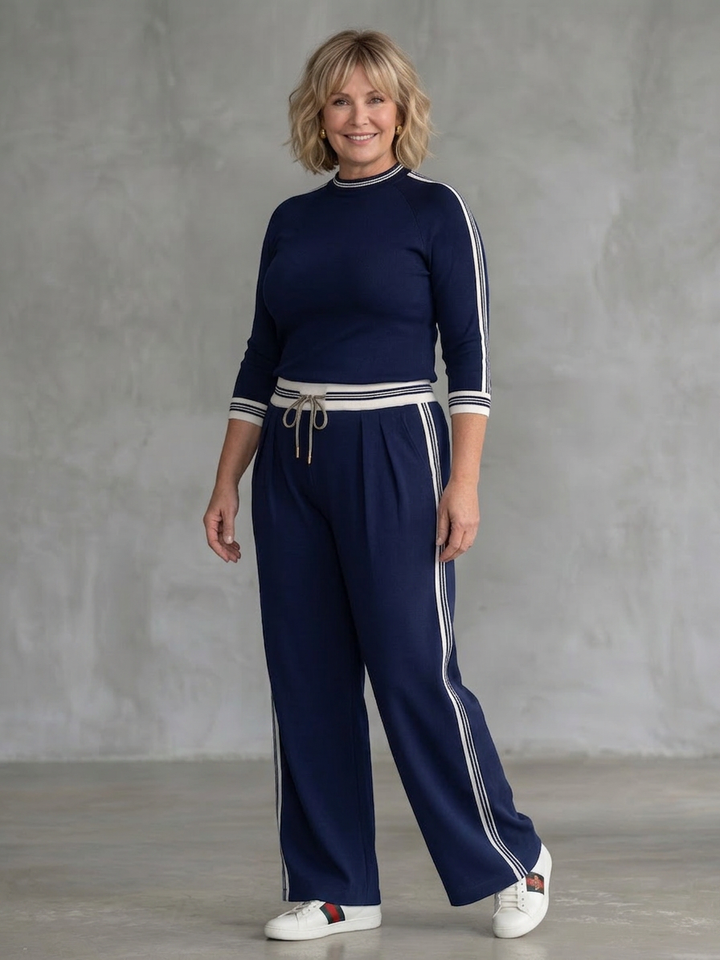 Alma | Fitted Langermet Topp Bred Beina Bukse Sett