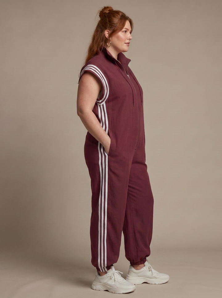 Winslow | Zip Front Stripe Panel Jumpsuit