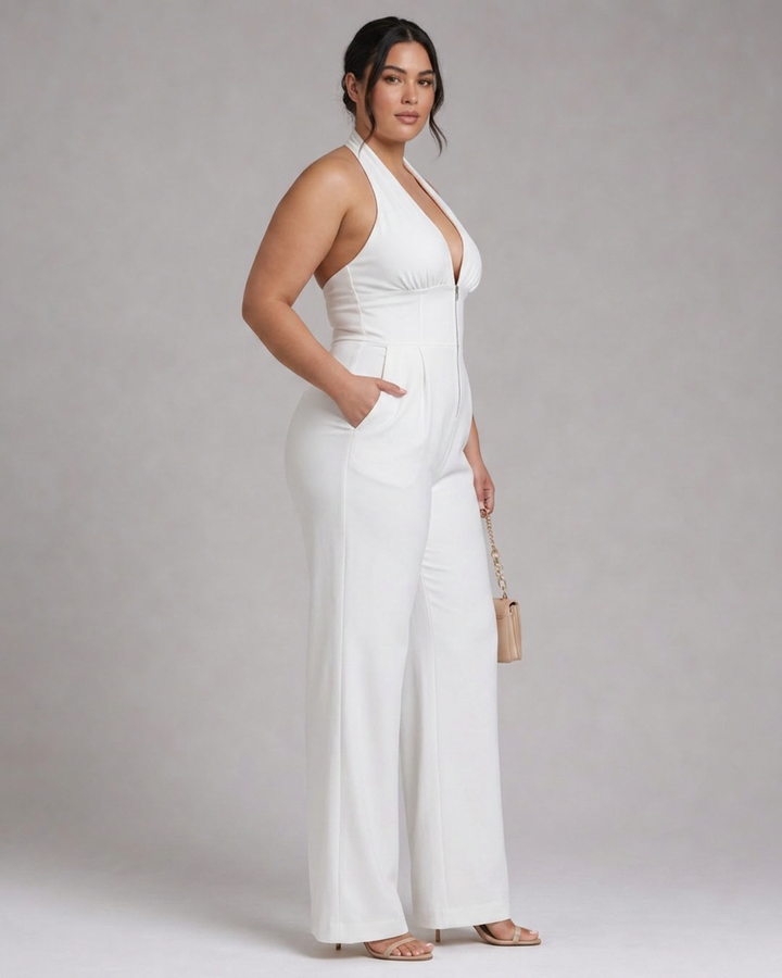 Amina | Halterneck Vid Ben Uten Ermer Jumpsuit