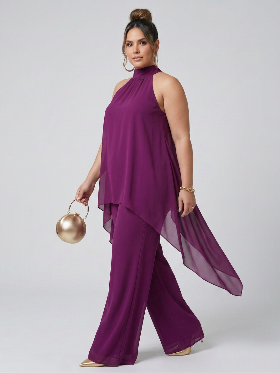 Fleur | Asymmetrisk Tunika Topp Bred Ben Bukse Sett