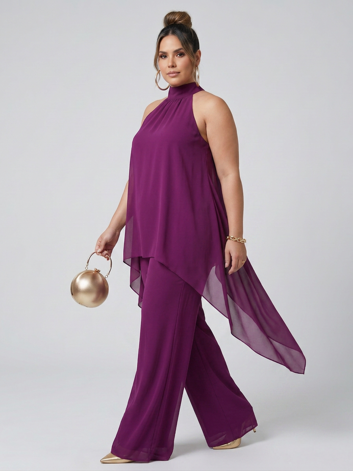Fleur | Asymmetrisk Tunika Topp Bred Ben Bukse Sett
