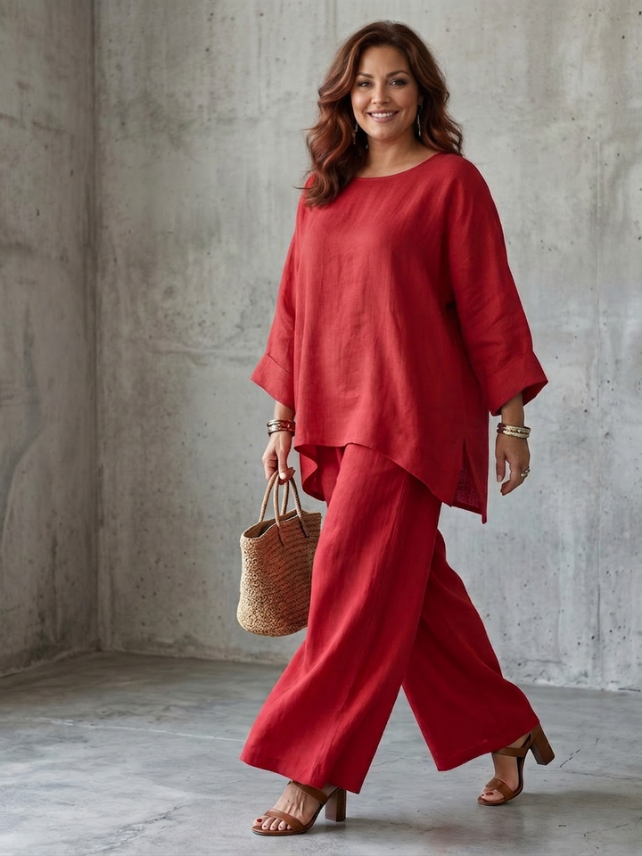 Isabeau | Oversized Tunika og Vide Bukser Sett
