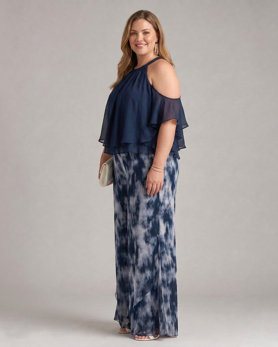 Anouk | Laget Halter Neck Trykt Bred Ben Sett