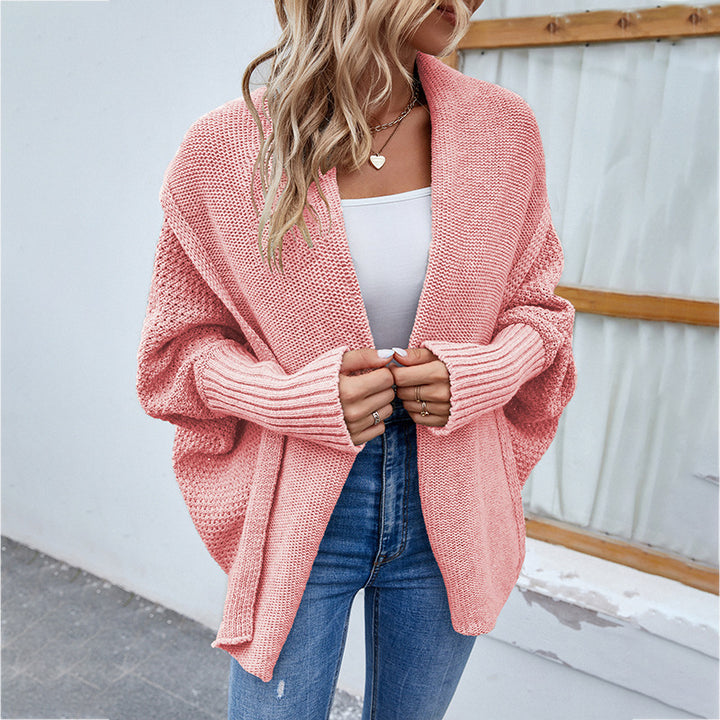 Oversized strikkecardigan med sjalkrage
