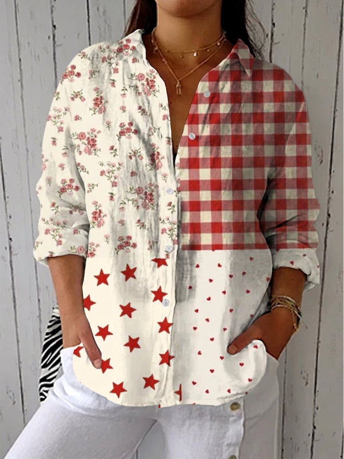 Gwen – Klassisk Patchwork Bluse