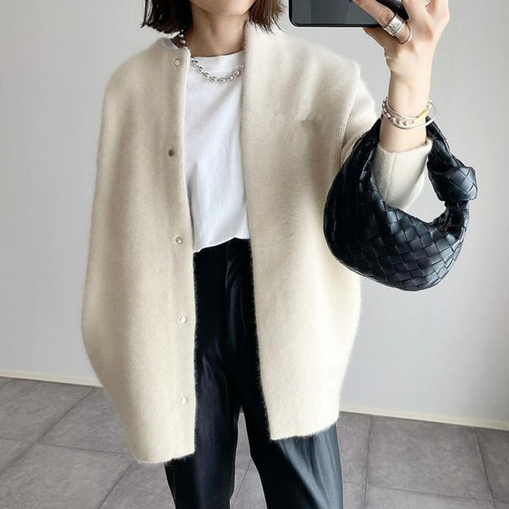 Lang strikkecardigan med knapper