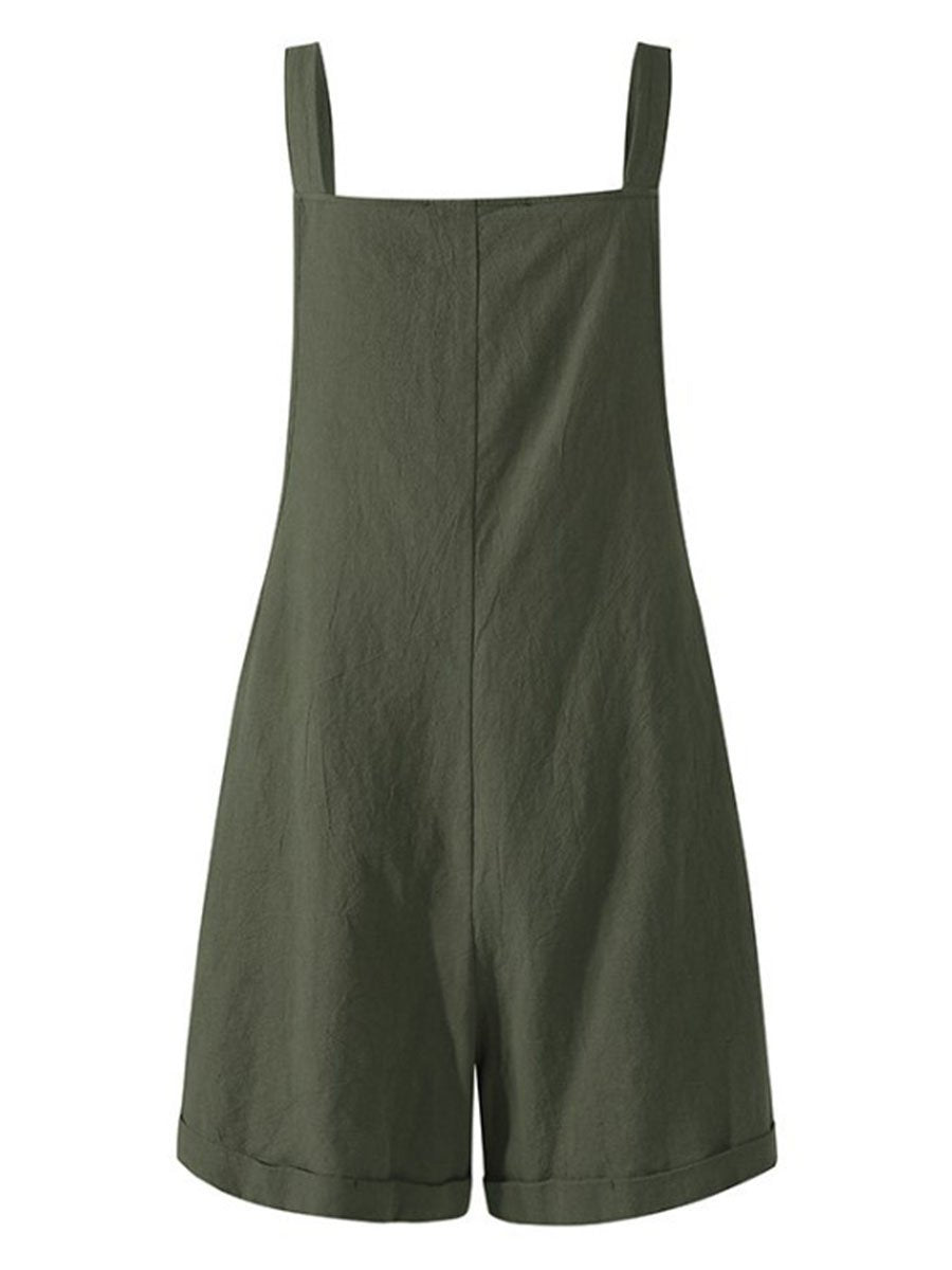 Arabella - Solide Suspenders Stropper Løs Bibbed Romper