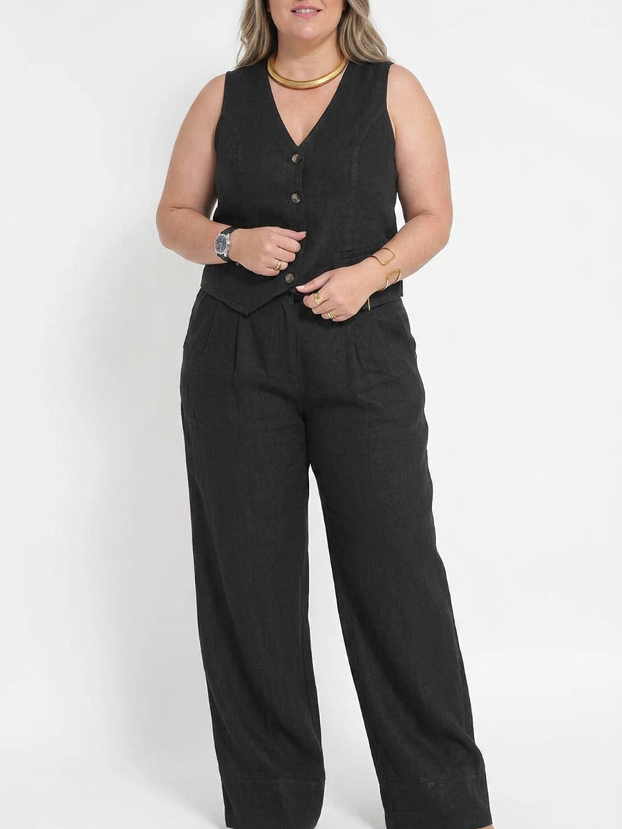 Seraphina – Koordinerende Sett Elegant To-Delt Med Vest &amp; Bukser Vid Bein