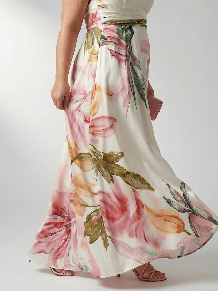 Rhea | Lys Blomstrete Maxi Kjole
