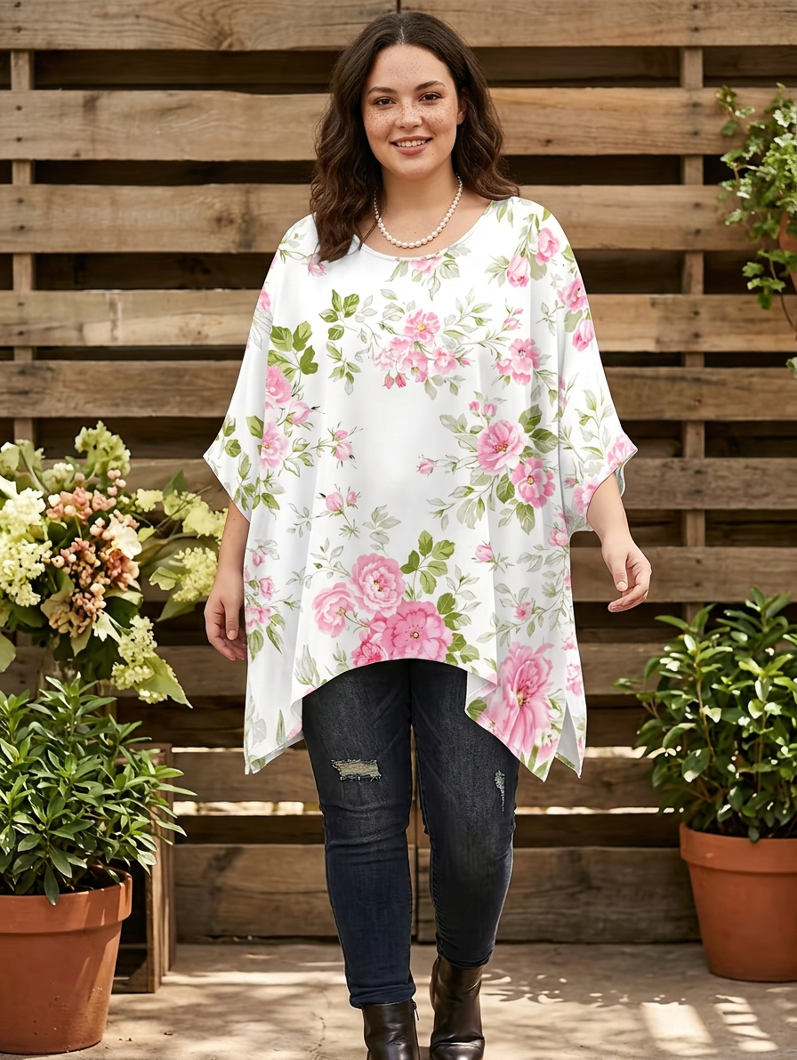 Juna | Vintage Bohemian Blomstertrykk Kvinners T-skjorte