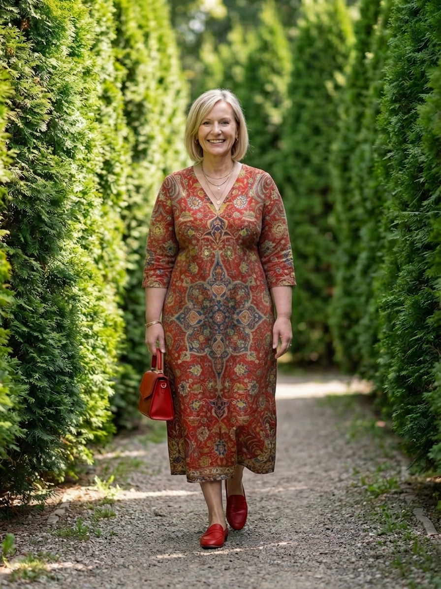 Livia | Ease Patchwork Midi Kjole