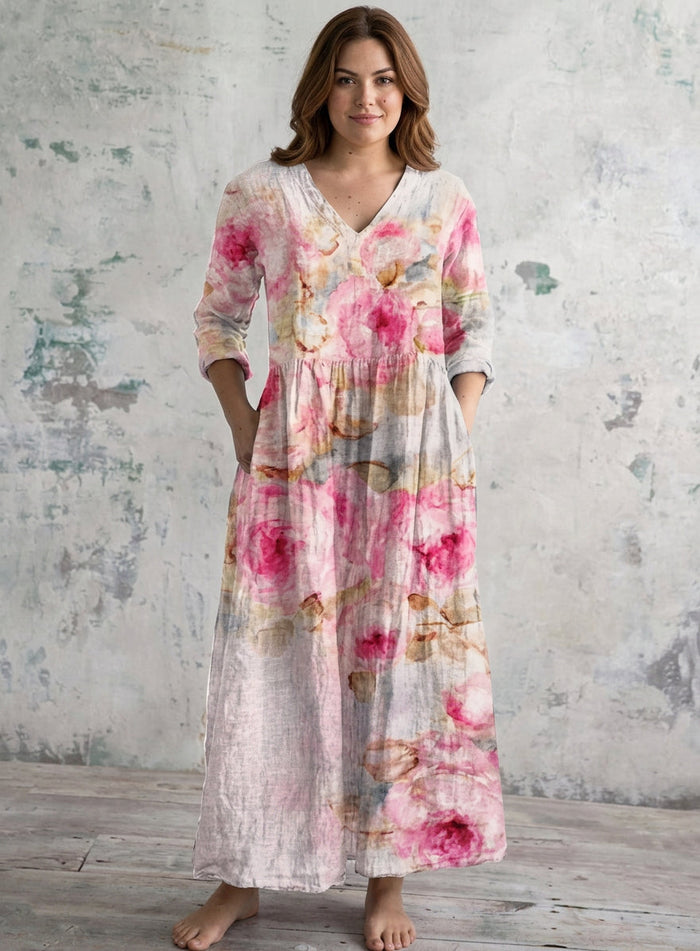 Tamsin | Vannfarge Blomst Maxi Kjole