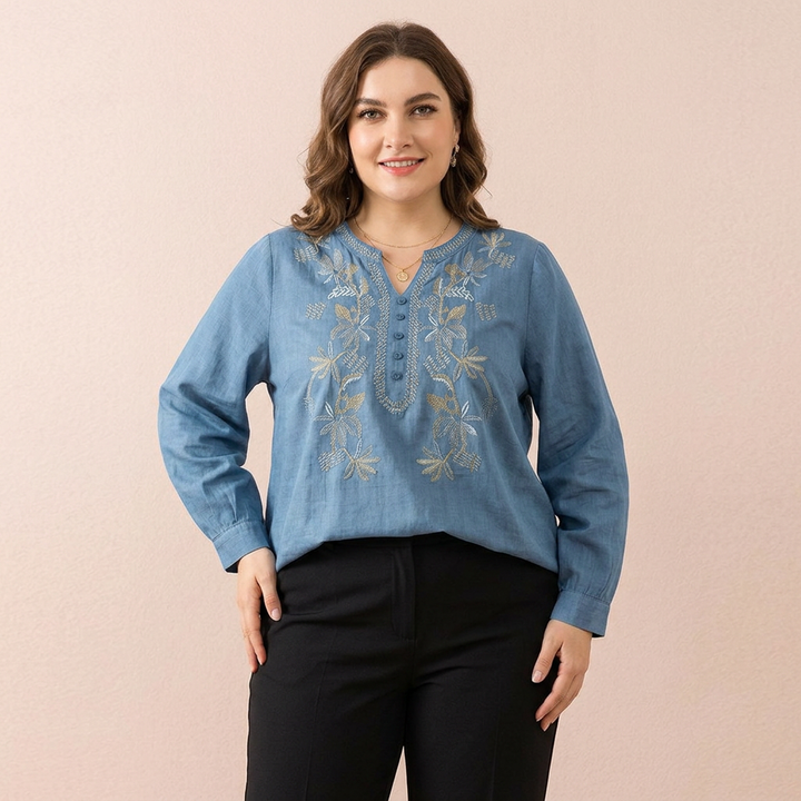 Fauna - Ren Bomull Brodert Komfortabel Topp