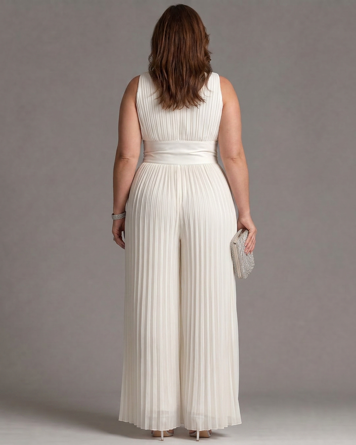 Eilwen | Plisserte Halterneck Bred Beina Jumpsuit