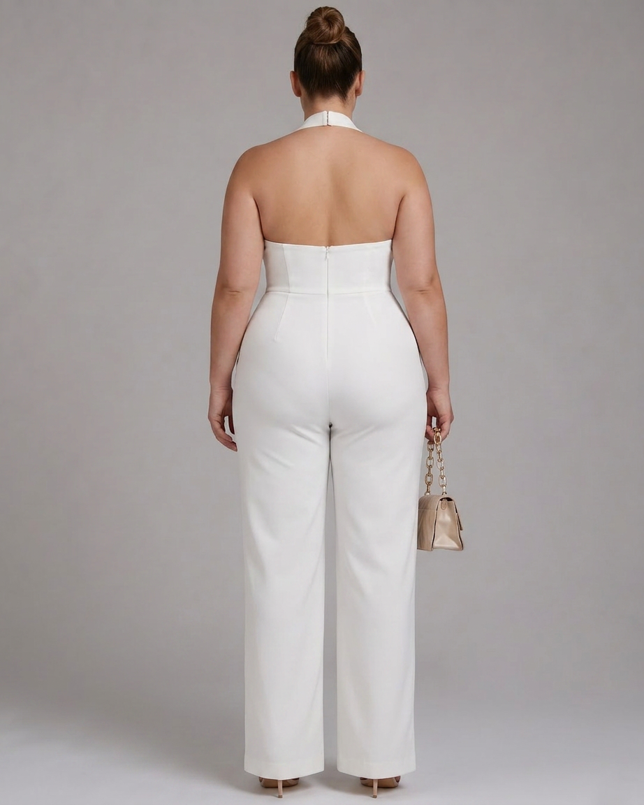 Amina | Halterneck Vid Ben Uten Ermer Jumpsuit