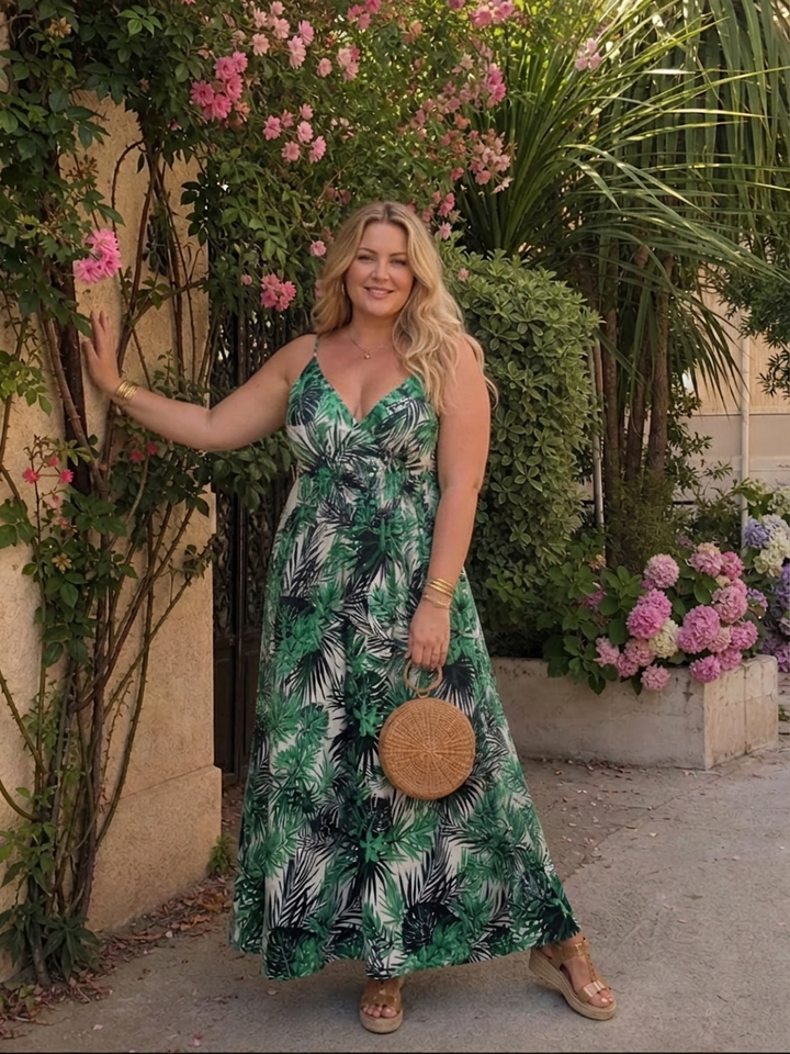 Odette | Ermeløs Blomsterprint Midi Kjole
