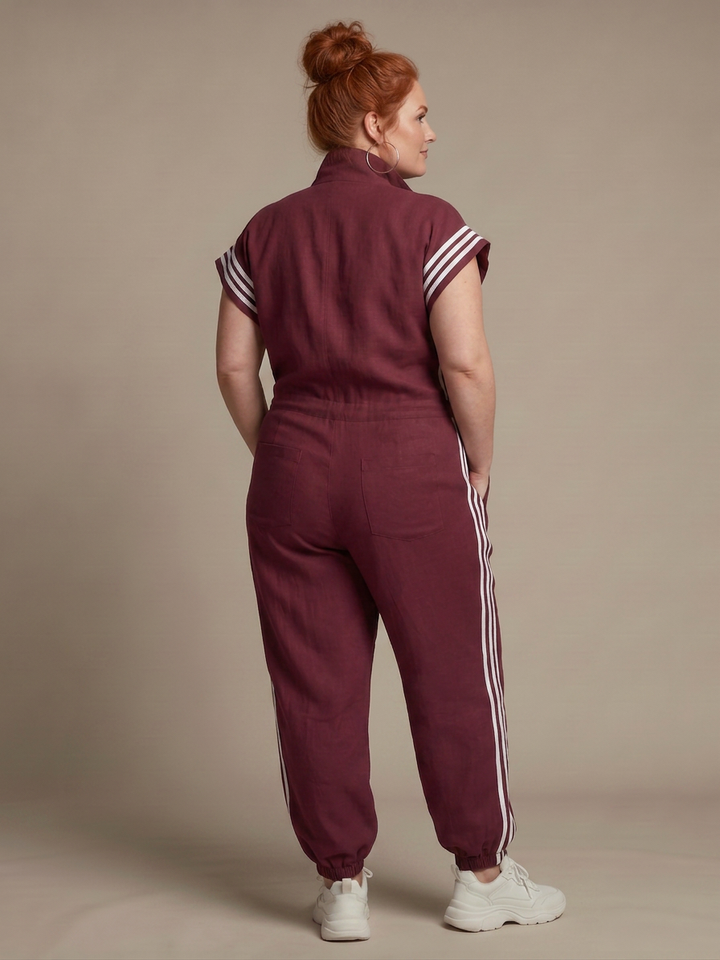 Winslow | Zip Front Stripe Panel Jumpsuit
