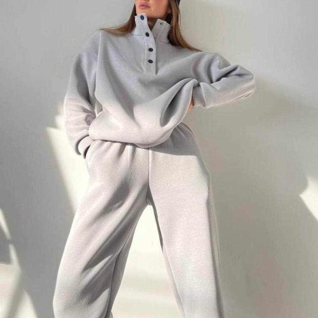 Oversized kosedress i fleece med ståkrage