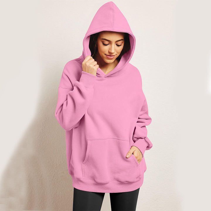 Oversized hettegenser med fleece og lomme