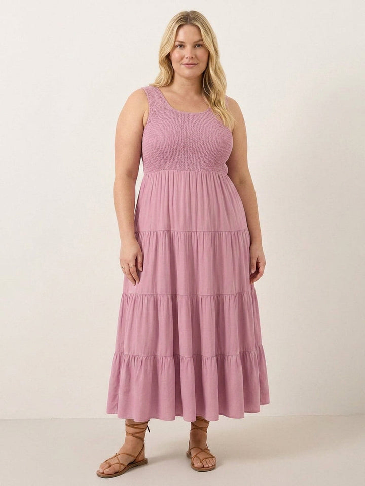 Cassia - Smocked Uten Ermer Maxi Kjole
