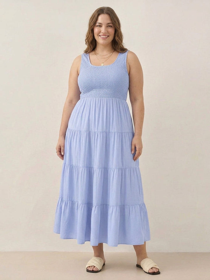 Cassia - Smocked Uten Ermer Maxi Kjole