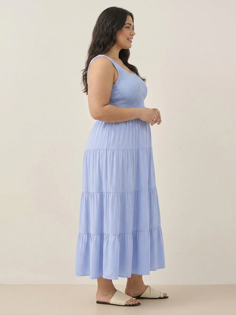 Cassia - Smocked Uten Ermer Maxi Kjole