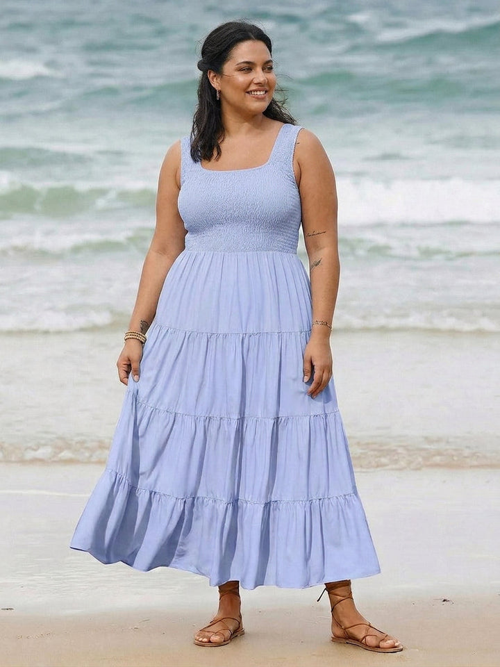 Cassia - Smocked Uten Ermer Maxi Kjole
