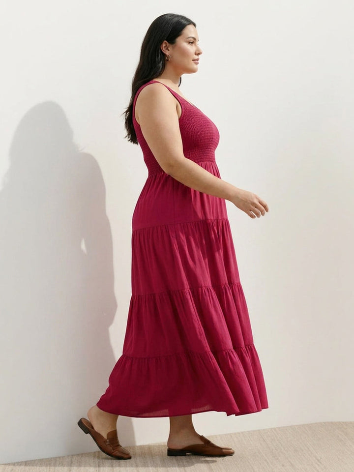 Cassia - Smocked Uten Ermer Maxi Kjole