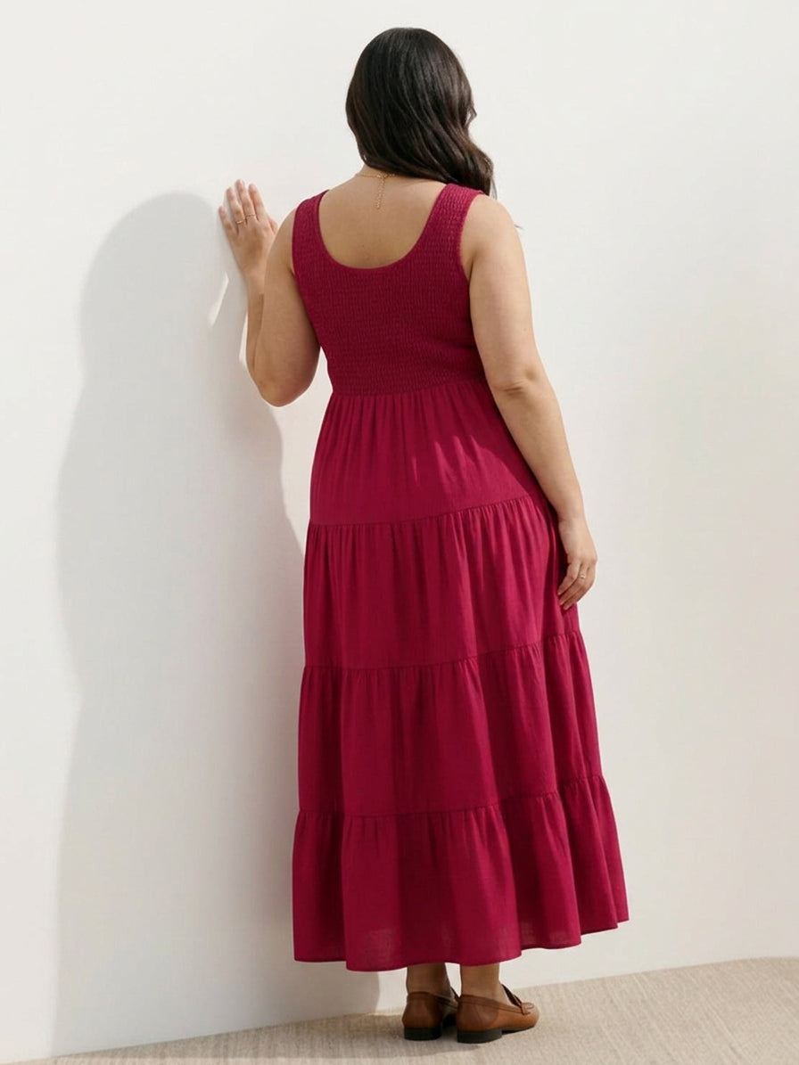 Cassia - Smocked Uten Ermer Maxi Kjole