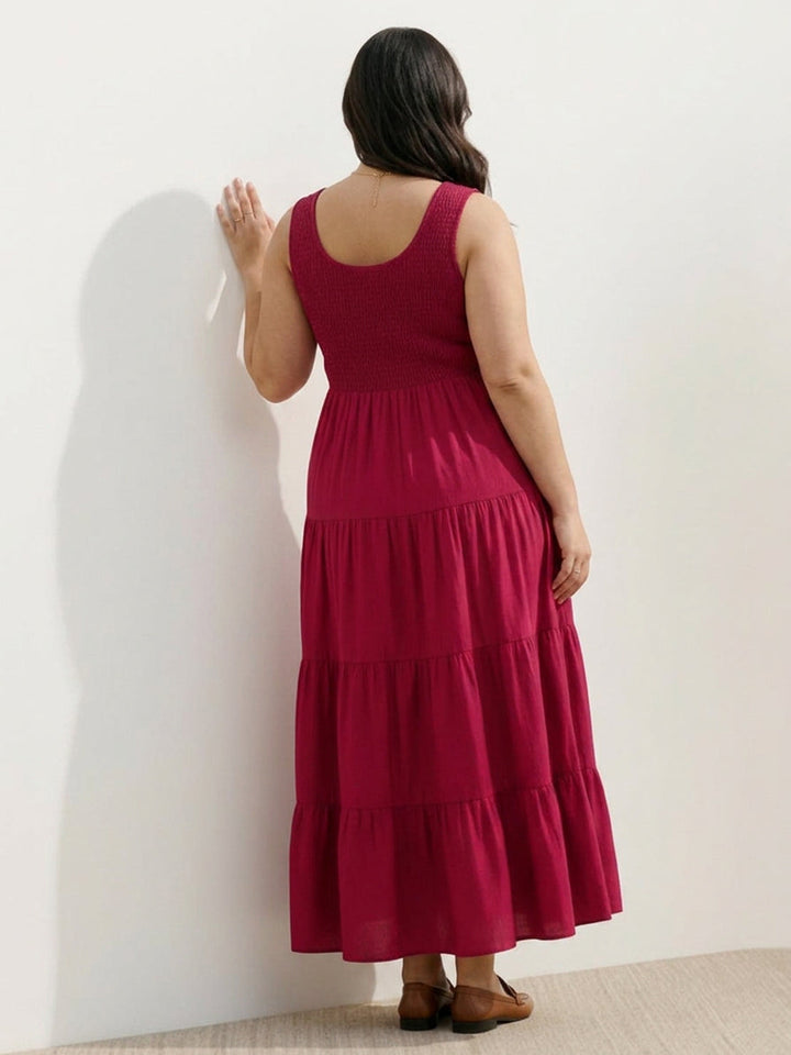 Cassia - Smocked Uten Ermer Maxi Kjole