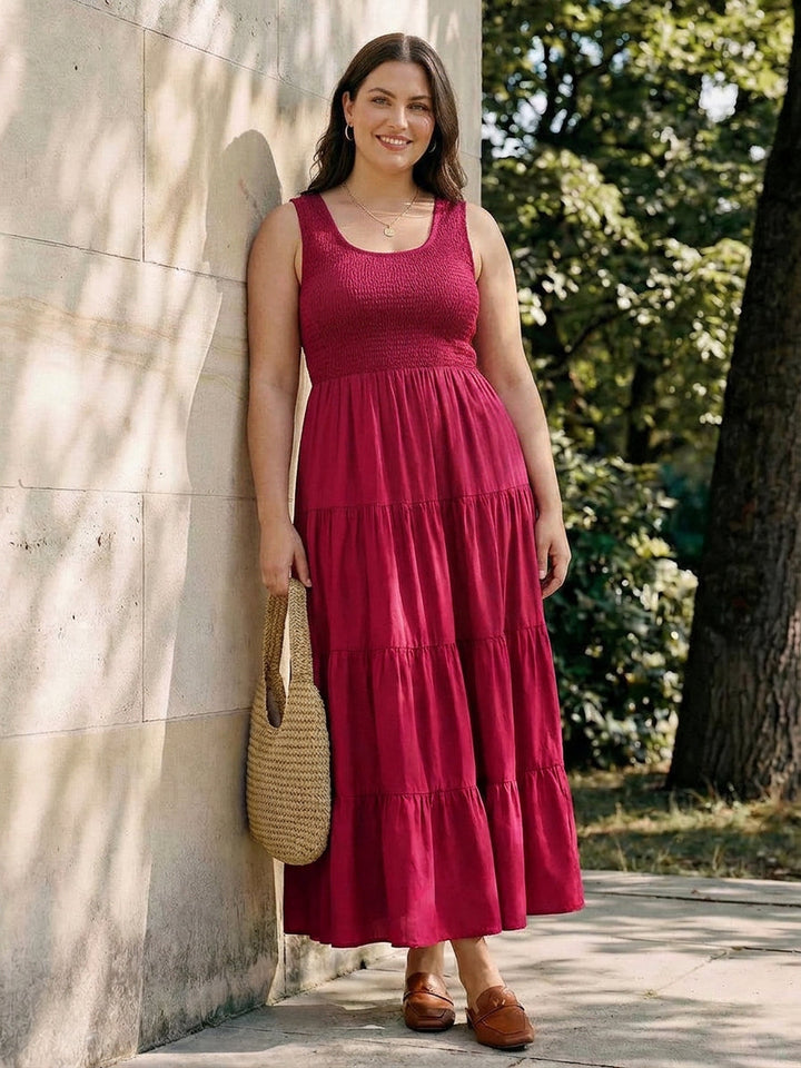 Cassia - Smocked Uten Ermer Maxi Kjole